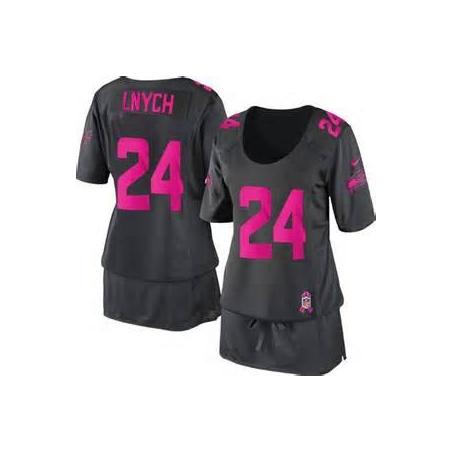 [BCA DRESS] LYNCH Seattle #24 Womens Football Jersey - Marshawn Lynch Womens Football Jersey (Grey)_Free Shipping