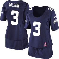 [BCA DRESS] WILSON Seattle #3 Womens Football Jersey - Russell Wilson Womens Football Jersey (Blue)_Free Shipping