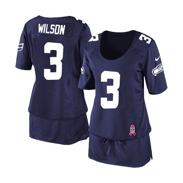 [BCA DRESS] WILSON Seattle #3 Womens Football Jersey - Russell Wilson Womens Football Jersey (Blue)_Free Shipping