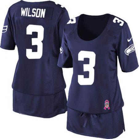 [BCA DRESS] WILSON Seattle #3 Womens Football Jersey - Russell Wilson Womens Football Jersey (Blue)_Free Shipping