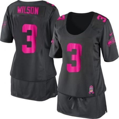 [BCA DRESS] WILSON Seattle #3 Womens Football Jersey - Russell Wilson Womens Football Jersey (Grey)_Free Shipping