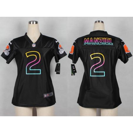 [Black Fashion] MANZIEL Cleveland #2 Womens Football Jersey - Johnny Manziel Womens Football Jersey_Free Shipping