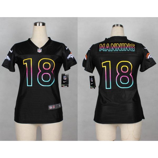 [Black Fashion] MANNING Denver #18 Womens Football Jersey - Peyton Manning Womens Football Jersey_Free Shipping