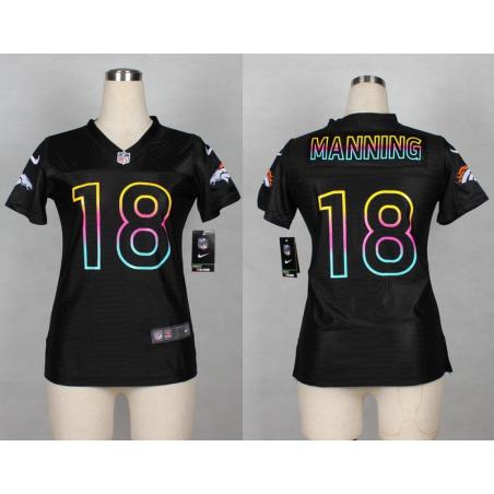 [Black Fashion] MANNING Denver #18 Womens Football Jersey - Peyton Manning Womens Football Jersey_Free Shipping