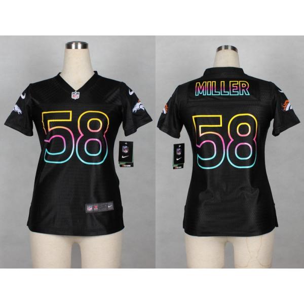 [Black Fashion] MILLER Denver #58 Womens Football Jersey - Von Miller Womens Football Jersey_Free Shipping