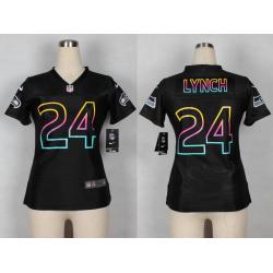 [Black Fashion] LYNCH Seattle #24 Womens Football Jersey - Marshawn Lynch Womens Football Jersey_Free Shipping