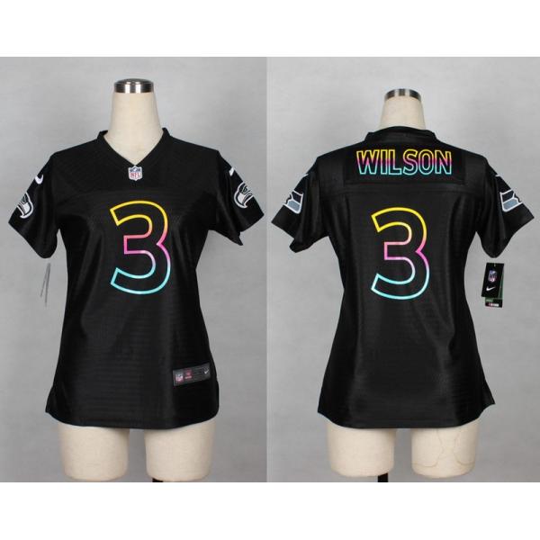 [Black Fashion] WILSON Seattle #3 Womens Football Jersey - Russell Wilson Womens Football Jersey_Free Shipping
