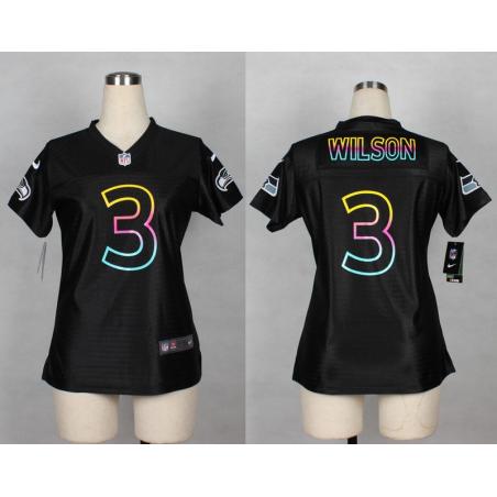 [Black Fashion] WILSON Seattle #3 Womens Football Jersey - Russell Wilson Womens Football Jersey_Free Shipping