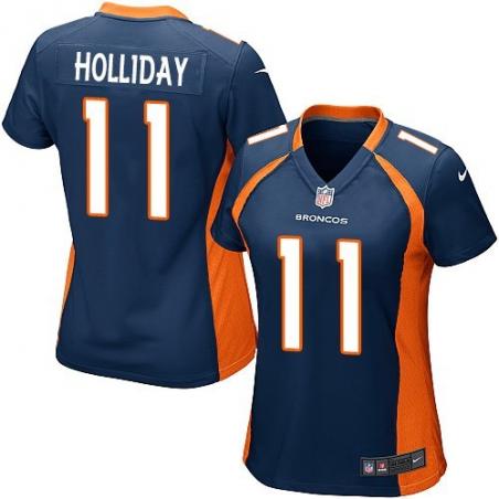 [Game] HOLLIDAY Denver #11 Womens Football Jersey - Trindon Holliday Womens Football Jersey (Blue)_Free Shipping