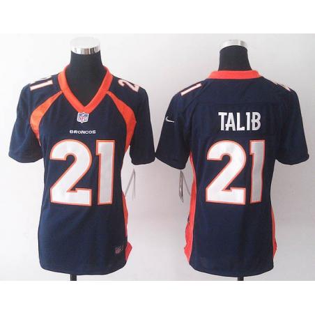 [Game] TALIB Denver #21 Womens Football Jersey - Aqib Talib Womens Football Jersey (Blue)_Free Shipping