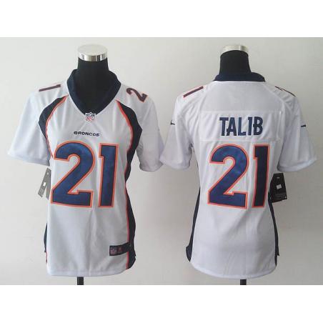 [Game] TALIB Denver #21 Womens Football Jersey - Aqib Talib Womens Football Jersey (White)_Free Shipping
