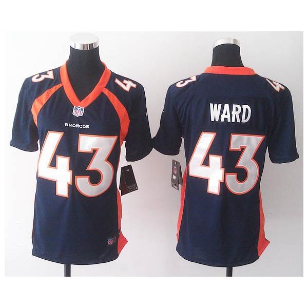[Game] WARD Denver #43 Womens Football Jersey - T.J. Ward Womens Football Jersey (Blue)_Free Shipping