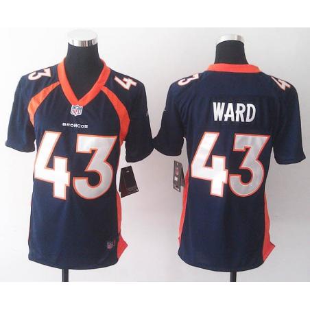 [Game] WARD Denver #43 Womens Football Jersey - T.J. Ward Womens Football Jersey (Blue)_Free Shipping