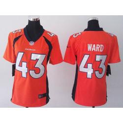 [Game] WARD Denver #43 Womens Football Jersey - T.J. Ward Womens Football Jersey (Orange)_Free Shipping