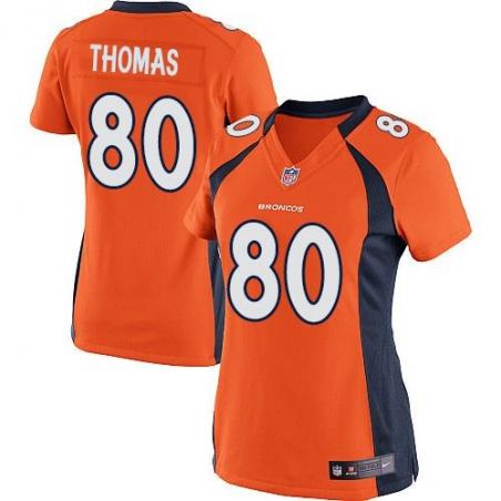 [Game] THOMAS Denver #80 Womens Football Jersey - Julius Thomas Womens Football Jersey (Orange)_Free Shipping