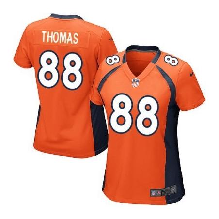 [Game] THOMAS Denver #88 Womens Football Jersey - Demaryius Thomas Womens Football Jersey (Orange)_Free Shipping