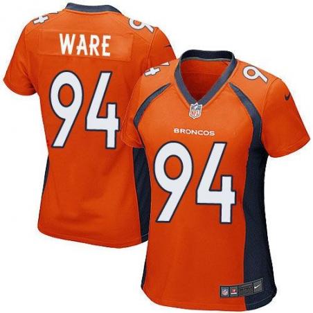 [Game] WARE Denver #94 Womens Football Jersey - DeMarcus Ware Womens Football Jersey (Orange)_Free Shipping