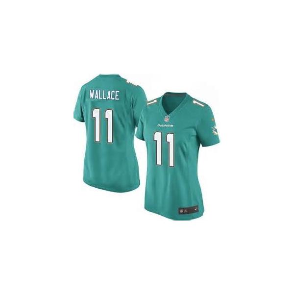 [Game] WALLACE Miami #11 Womens Football Jersey - Mike Wallace Womens Football Jersey (Green, NEW)_Free Shipping