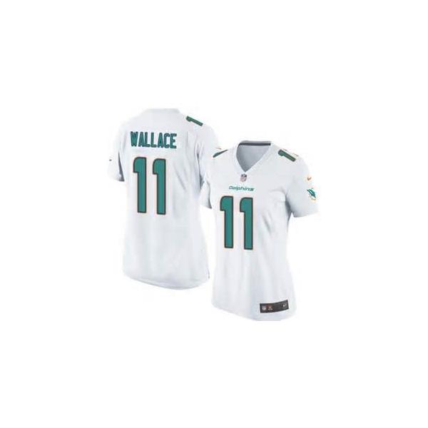 [Game] WALLACE Miami #11 Womens Football Jersey - Mike Wallace Womens Football Jersey (White, NEW)_Free Shipping