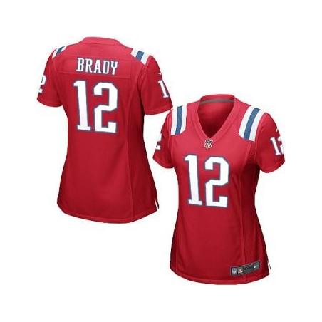 [Game] BRADY New England #12 Womens Football Jersey - Tom Brady Womens Football Jersey (Red)_Free Shipping