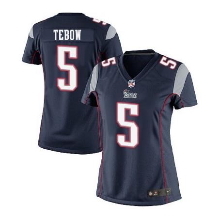 [Game] TEBOW New England #5 Womens Football Jersey - Tim Tebow Womens Football Jersey (Blue)_Free Shipping