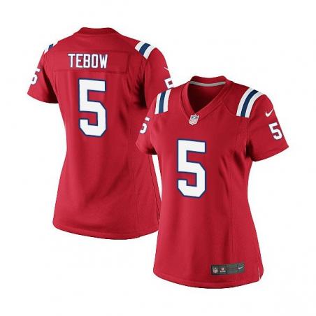 [Game] TEBOW New England #5 Womens Football Jersey - Tim Tebow Womens Football Jersey (Red)_Free Shipping