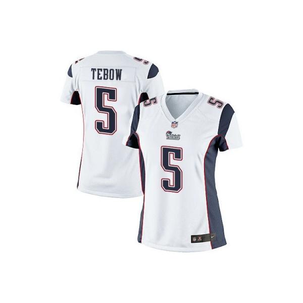 [Game] TEBOW New England #5 Womens Football Jersey - Tim Tebow Womens Football Jersey (White)_Free Shipping