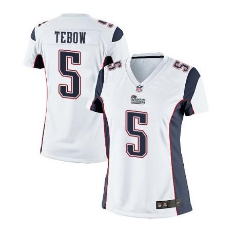 [Game] TEBOW New England #5 Womens Football Jersey - Tim Tebow Womens Football Jersey (White)_Free Shipping