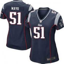 [Game] MAYO New England #51 Womens Football Jersey - Jerod Mayo Womens Football Jersey (Blue)_Free Shipping