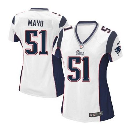 [Game] MAYO New England #51 Womens Football Jersey - Jerod Mayo Womens Football Jersey (White)_Free Shipping