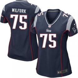 [Game] WILFORK New England #75 Womens Football Jersey - Vince Wilfork Womens Football Jersey (Blue)_Free Shipping