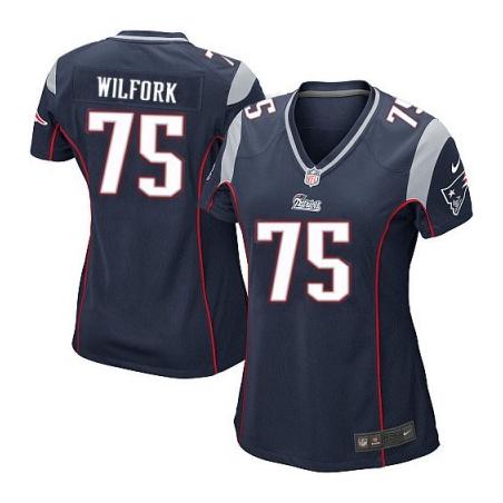 [Game] WILFORK New England #75 Womens Football Jersey - Vince Wilfork Womens Football Jersey (Blue)_Free Shipping