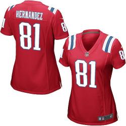 [Game] HERNANDEZ New England #81 Womens Football Jersey - Aaron Hernandez Womens Football Jersey (Red)_Free Shipping
