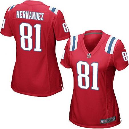 [Game] HERNANDEZ New England #81 Womens Football Jersey - Aaron Hernandez Womens Football Jersey (Red)_Free Shipping