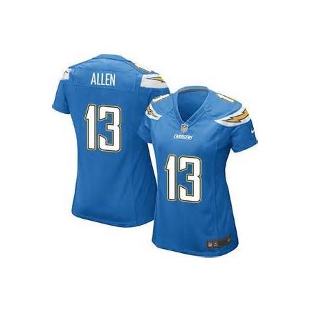 [Game] ALLEN San Diego #13 Womens Football Jersey - Keenan Allen Womens Football Jersey (Light Blue, 2014 NEW)_Free Shipping