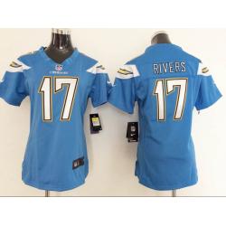 [Game] RIVERS San Diego #17 Womens Football Jersey - Philip Rivers Womens Football Jersey (Light Blue, 2014 NEW)_Free Shipping