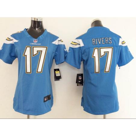 [Game] RIVERS San Diego #17 Womens Football Jersey - Philip Rivers Womens Football Jersey (Light Blue, 2014 NEW)_Free Shipping