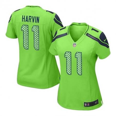 [Game] HARVIN Seattle #11 Womens Football Jersey - Percy Harvin Womens Football Jersey (Green)_Free Shipping