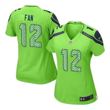 [Game] FAN Seattle #12 Womens Football Jersey - 12th Fan Womens Football Jersey (Green)_Free Shipping