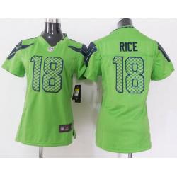 [Game] RICE Seattle #18 Womens Football Jersey - Sidney Rice Womens Football Jersey (Green)_Free Shipping