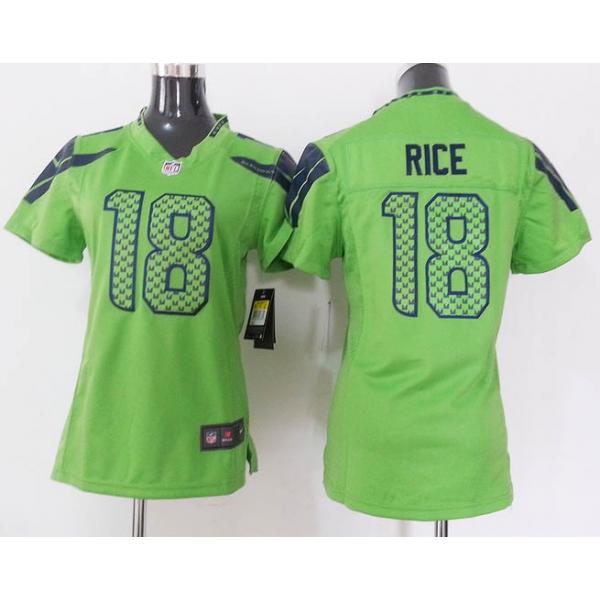 [Game] RICE Seattle #18 Womens Football Jersey - Sidney Rice Womens Football Jersey (Green)_Free Shipping
