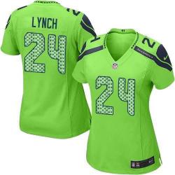 [Game] LYNCH Seattle #24 Womens Football Jersey - Marshawn Lynch Womens Football Jersey (Green)_Free Shipping