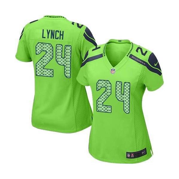 [Game] LYNCH Seattle #24 Womens Football Jersey - Marshawn Lynch Womens Football Jersey (Green)_Free Shipping