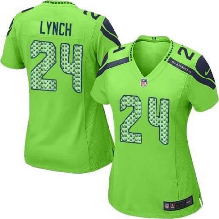[Game] LYNCH Seattle #24 Womens Football Jersey - Marshawn Lynch Womens Football Jersey (Green)_Free Shipping