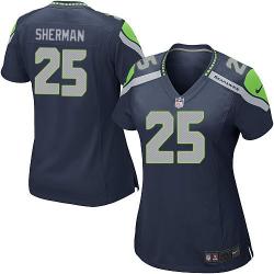 [Game] SHERMAN Seattle #25 Womens Football Jersey - Richard Sherman Womens Football Jersey (Blue)_Free Shipping