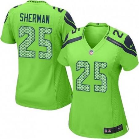 [Game] SHERMAN Seattle #25 Womens Football Jersey - Richard Sherman Womens Football Jersey (Green)_Free Shipping