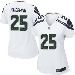 [Game] SHERMAN Seattle #25 Womens Football Jersey - Richard Sherman Womens Football Jersey (White)_Free Shipping
