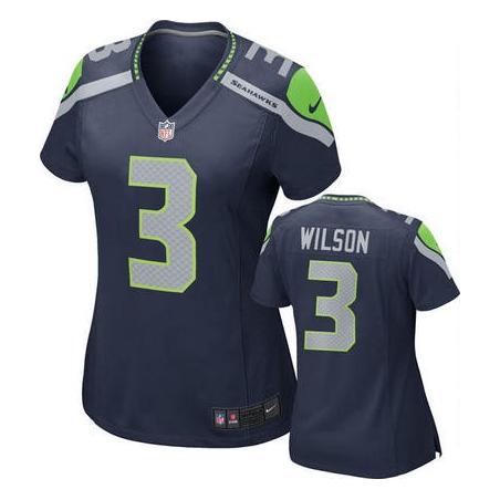 [Game] WILSON Seattle #3 Womens Football Jersey - Russell Wilson Womens Football Jersey (Blue)_Free Shipping