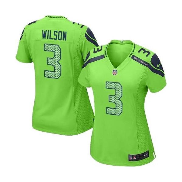 [Game] WILSON Seattle #3 Womens Football Jersey - Russell Wilson Womens Football Jersey (Green)_Free Shipping