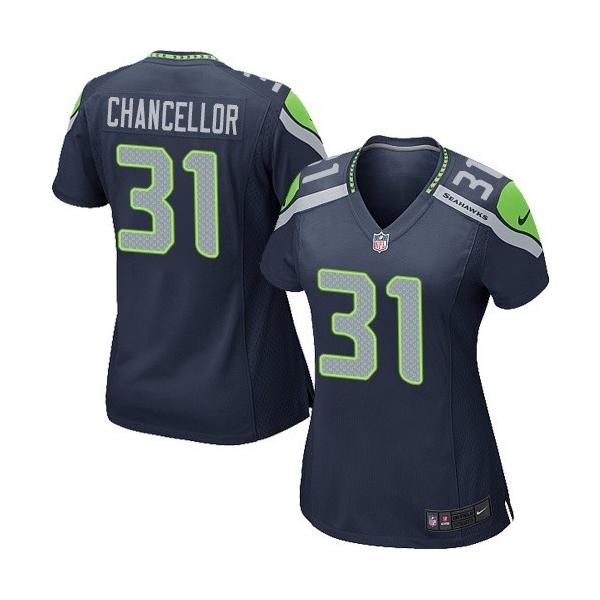 [Game] CHANCELLOR Seattle #31 Womens Football Jersey - Kam Chancellor Womens Football Jersey (Blue)_Free Shipping